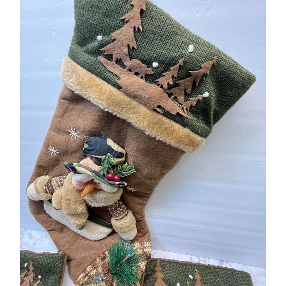 Snowman Hunter Christmas Stockings Set of 3 Camo Mountain Forest Wildlife - Picture 11 of 11